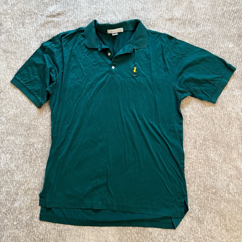 Vintage Izod Club Polo Shirt XL Green Mr. Peanut Embroidered Logo Cotton